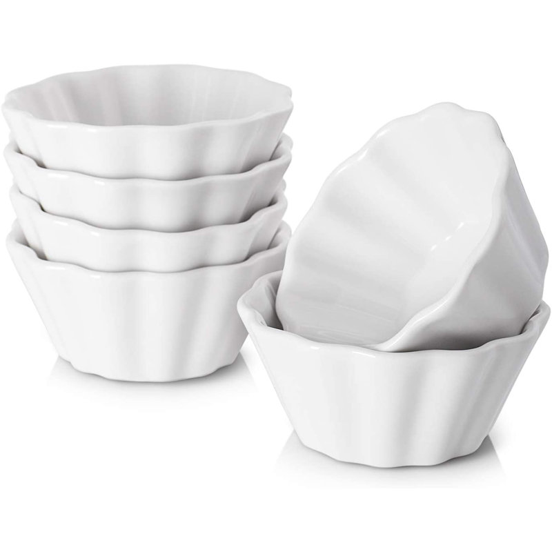 DOWAN 6 Oz Porcelain Ramekins Serving Bowls For Souffle, Creme Brulee